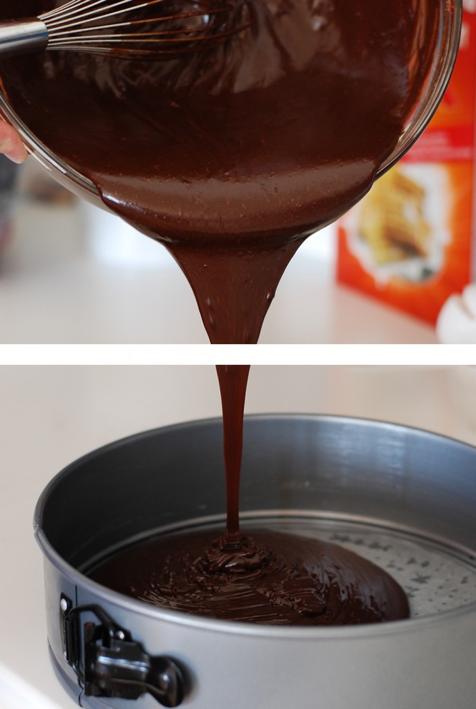 Flourless Chocolate Cake Batter Pour