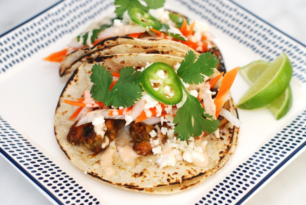 Spicy Shrimp Bahn Mi tacos