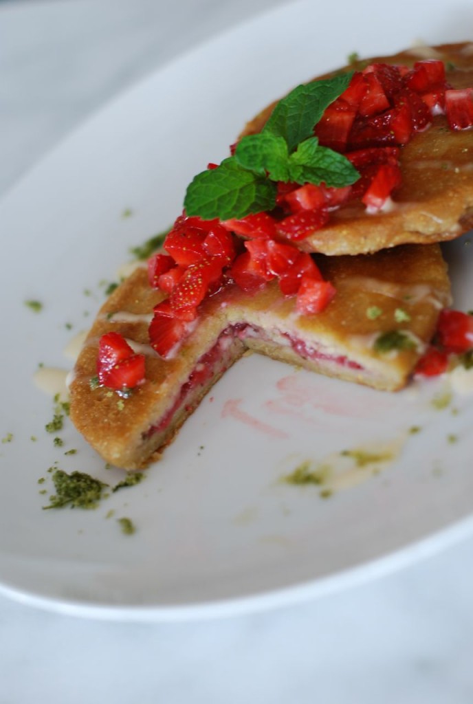 Roasted Strawberry Pupusas with Mint Sugar and Sweet Crema | getinmymouf.com